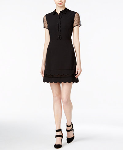 Maison Jules Scalloped Illusion-Contrast Dress, Only at Macy's