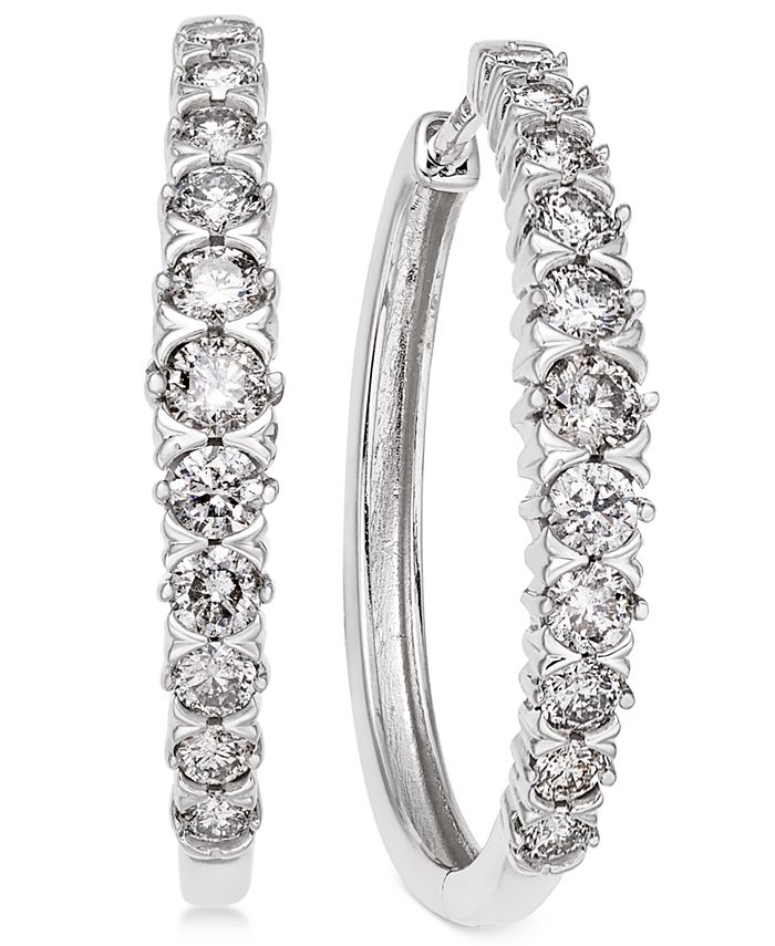 Macys diamond hoop earrings Clearance