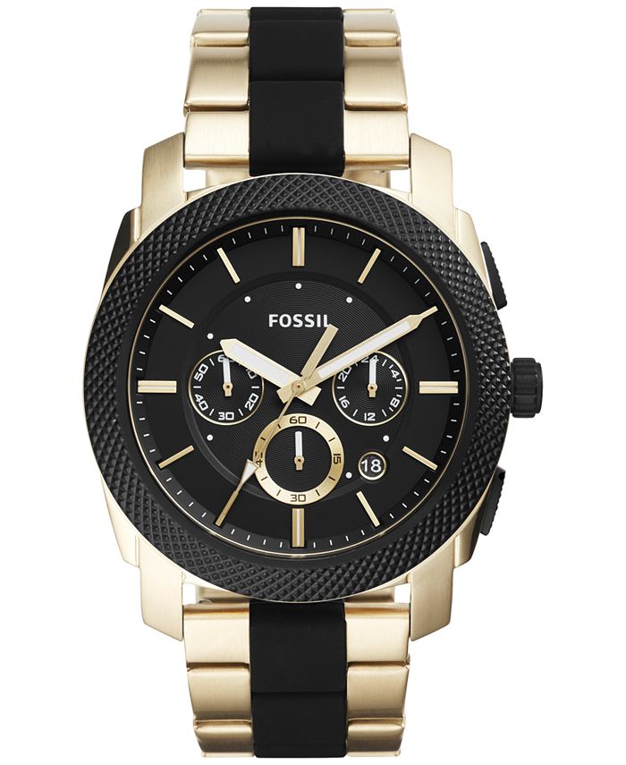 Fossil Men's Chronograph Machine Gold-Tone Stainless Steel & Black ...
