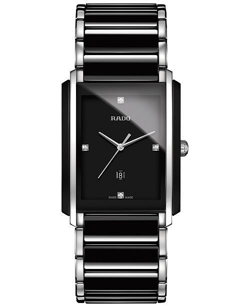 Rado Men S Swiss Integral Diamond Accent Black Ceramic And Stainless Steel Bracelet Watch 31mm R20206712 Reviews All Fine Jewelry Jewelry Watches Macy S