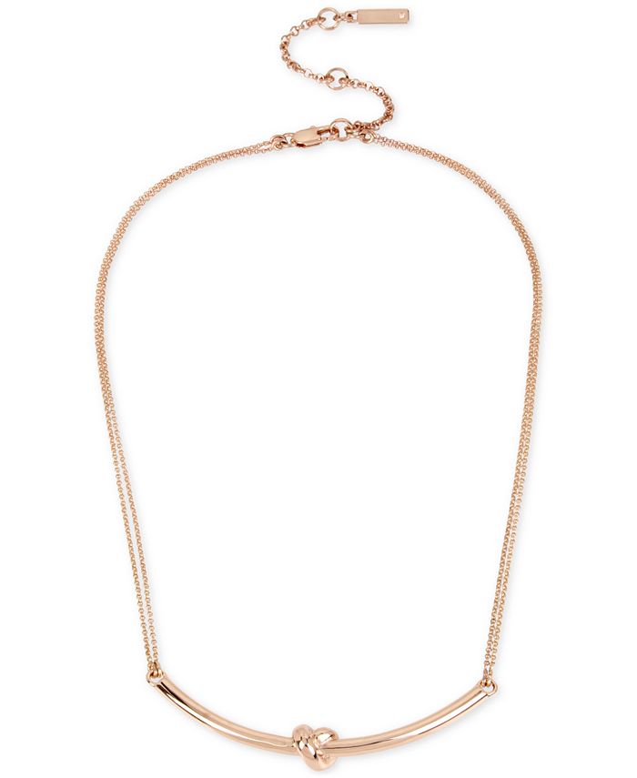Kenneth Cole New York Rose Gold-Tone Love Knot Bar Pendant Necklace ...