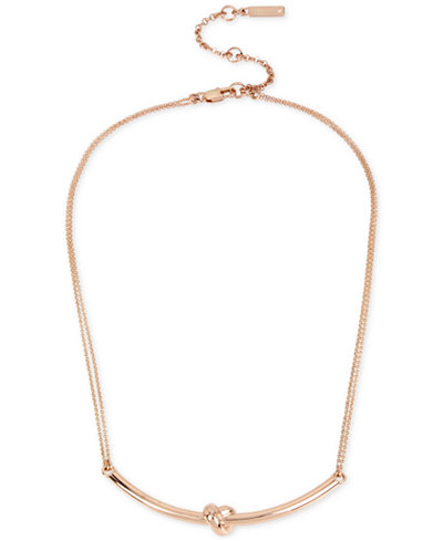 Kenneth Cole New York Rose Gold-Tone Love Knot Bar Pendant Necklace