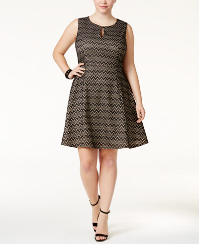Monteau Trendy Plus Size Lace Fit & Flare Dress