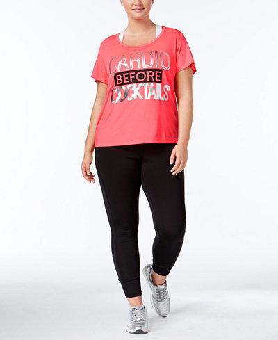 Material Girl Active Plus Size Metallic T-Shirt & Holographic Leggings, Only at Macy's