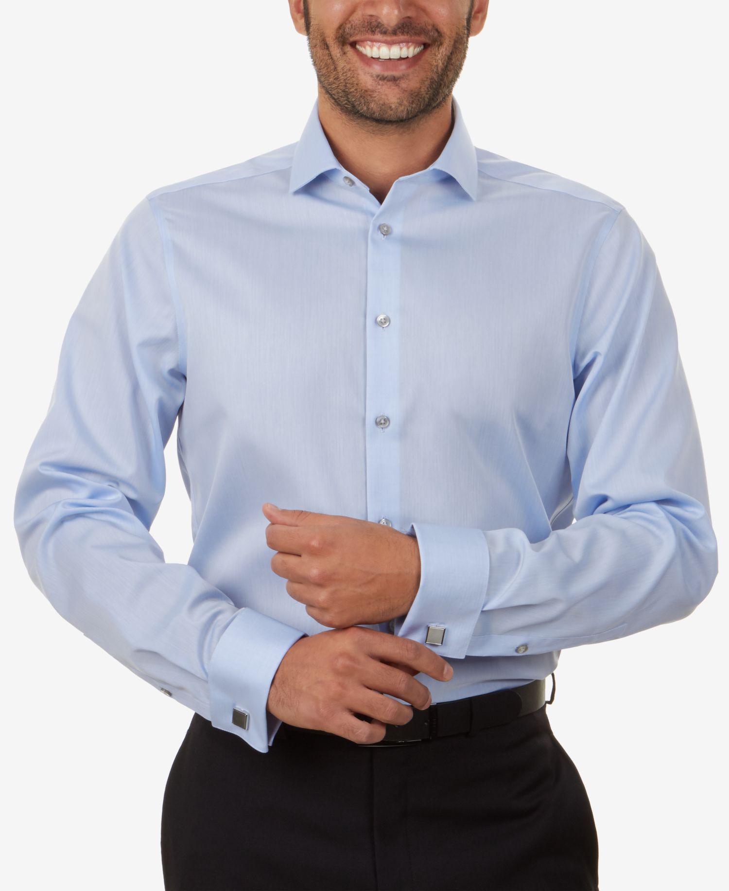 Calvin Klein Men's Slim-Fit Non-Iron Herringbone French Cuff Dress Shirt
