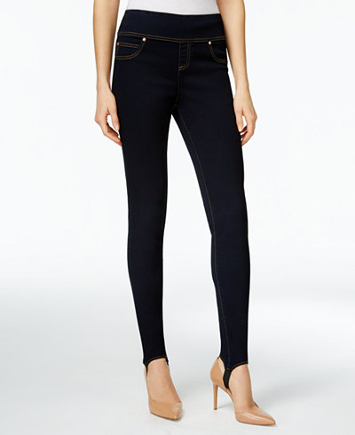INC International Concepts Petite Indigo Wash Stirrup Skinny Jeans, Only at Macy's