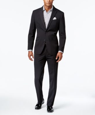 Kenneth Cole Reaction - Men's Slim-Fit Black Tonal Striped Suit