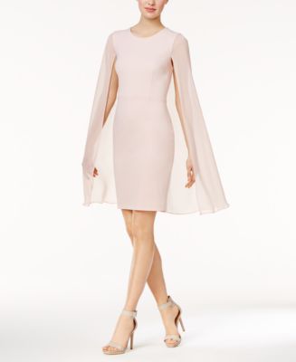 Calvin Klein Crepe Cape Dress - Macy's