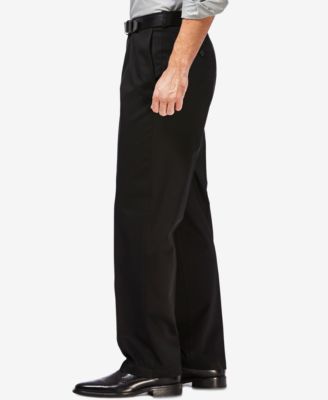 Men's Premium No Iron Khaki Classic Fit Flat Front Hidden Expandable Waist Pant