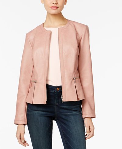 INC International Concepts Faux-Leather Peplum Jacket, Only at Macy's
