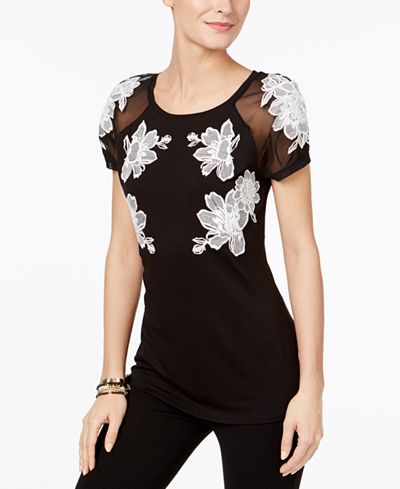 INC International Concepts Embroidered Illusion T-Shirt, Only at Macy's