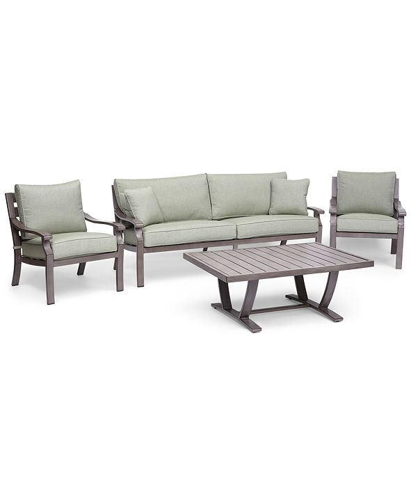Furniture Tara Aluminum Outdoor 4Pc. Seating Set (1 Sofa, 2 Club
