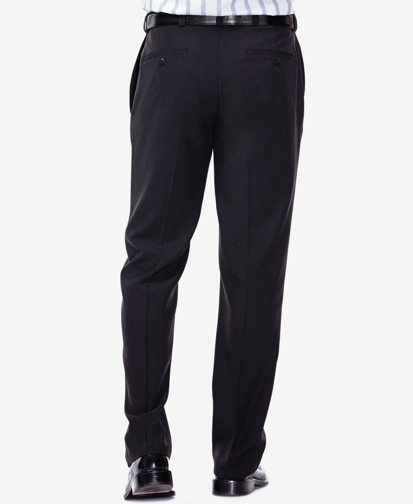 Мужские брюки Haggar Eclo Stria Classic Fit Flat Front Hidden Expandable Dress Pants, цвет: Чёрный — фото 2