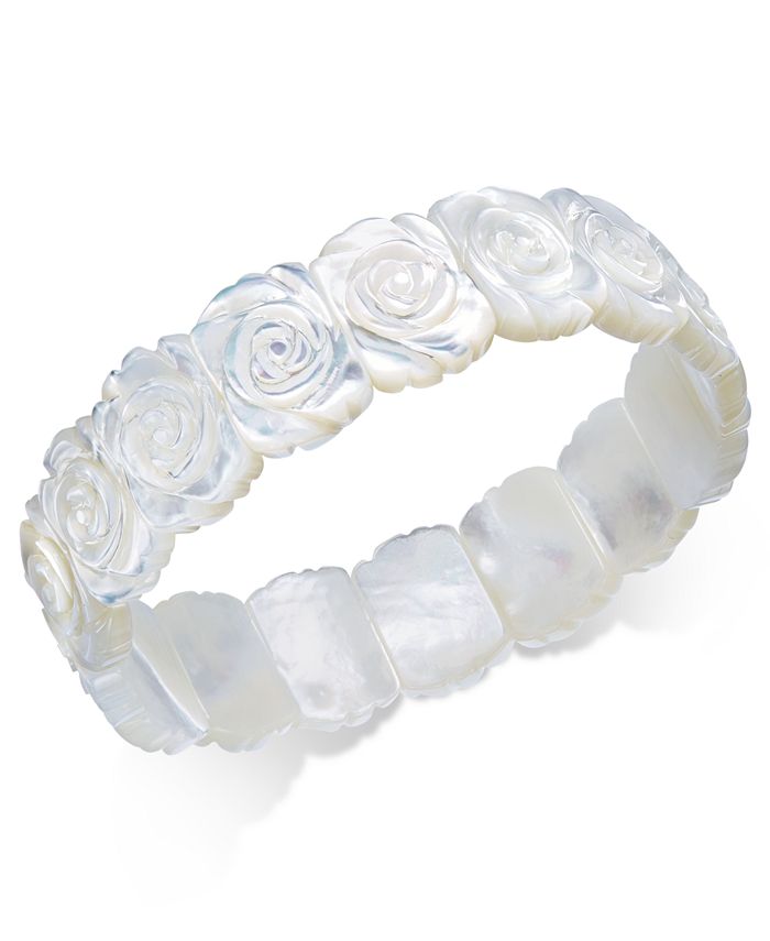 Macy's - Mother-of-Pearl Rose Carved Stretch Bracelet