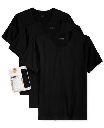hugo boss men's underwear, cotton v neck Undershirt 3 pack