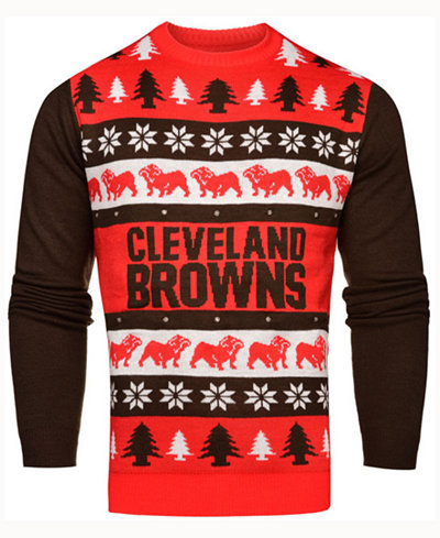 Forever Collectibles Men's Cleveland Browns Light Up Ugly Crew Neck Sweater