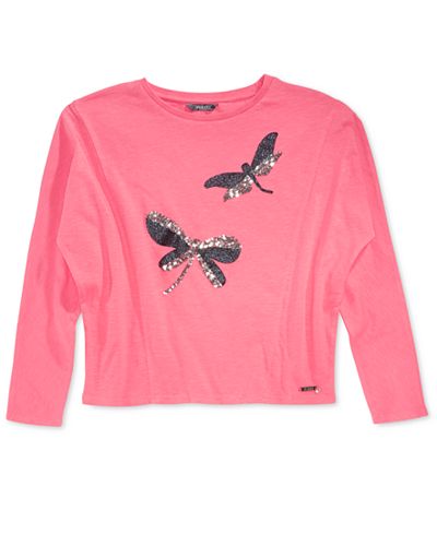 GUESS Sequin Dragonfly Knit Top, Big Girls (7-16)