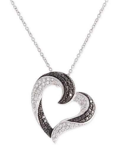 Diamond Pavé Heart Pendant Necklace (1/2 ct. t.w.) in Sterling Silver
