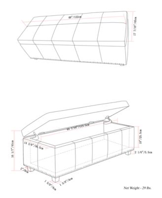 Rhodes Faux Leather Rectangular Storage Ottoman