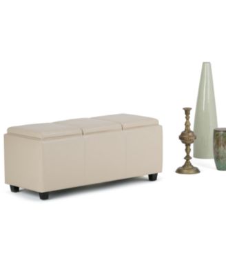 Avalon Faux Leather Storage Ottoman with 3 Trays