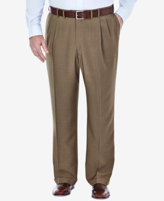 Haggar Mens Eclo Stria Classic Fit Pleated Hidden Expandable Waistband Dress Pants Blue Size 40x32