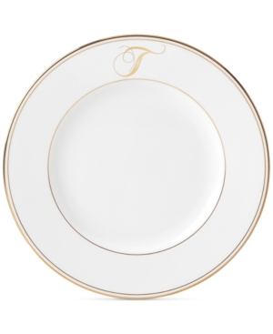 Lenox Federal Gold Monogram Dinner Plate Script Letters
