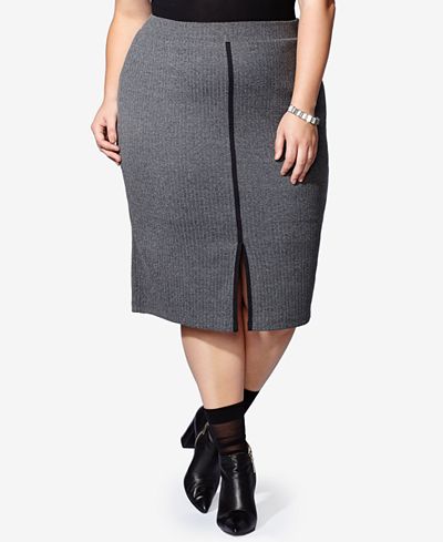 mblm by Tess Holliday Trendy Plus Size Ribbed Pencil Skirt