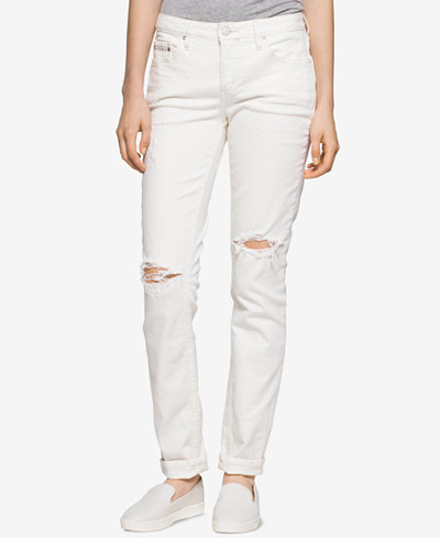 Calvin Klein Jeans Curvy Ripped White Wash Skinny Jeans