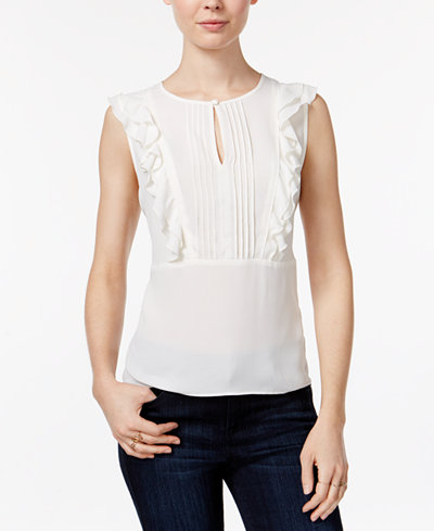 Maison Jules Pleated Ruffled Top, Only at Macy's