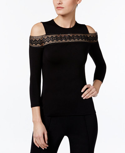 YYIGAL Lace-Trim Cold-Shoulder Top, a Macy's Exclusive Style