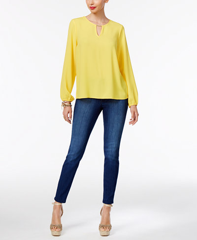 Thalia Sodi Pleated Hardware Blouse & Skinny Jeans, Only at Macy's