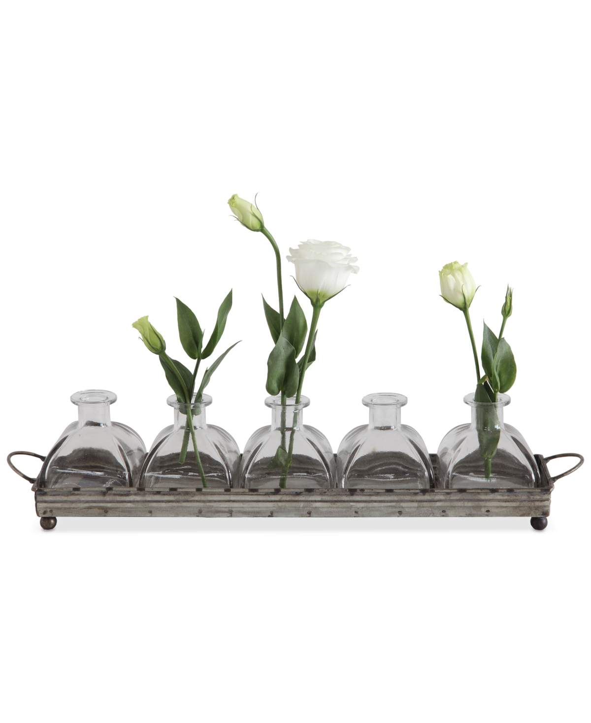 UPC 807472894249 product image for Decorative Iron Tray with 5 Glass Vases | upcitemdb.com