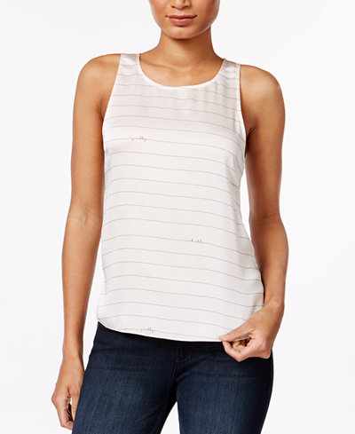 kensie Hello Goodbye Striped Graphic Top