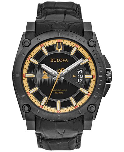 Bulova Men's Special Edition 2017 GRAMMY® Black Leather Strap Watch 46mm 98B293