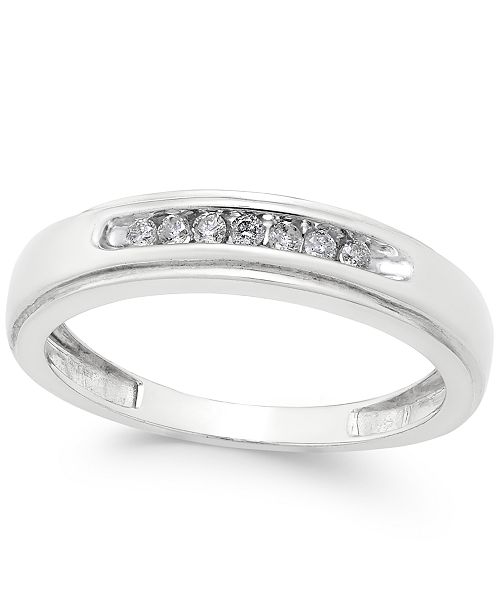 Macy's Men's Diamond Band (1/6 ct. t.w.) in 10k White Gold & Reviews