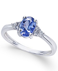 Tanzanite (3/4 ct. t.w.) and Diamond Accent Ring in 14k White Gold (Also Available in Ruby, Emerald and Sapphire)