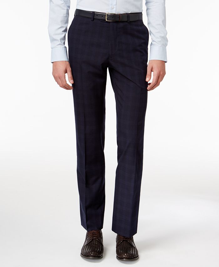 Perry Ellis Portfolio Men's Slim-Fit Navy Plaid Suit - Macy's