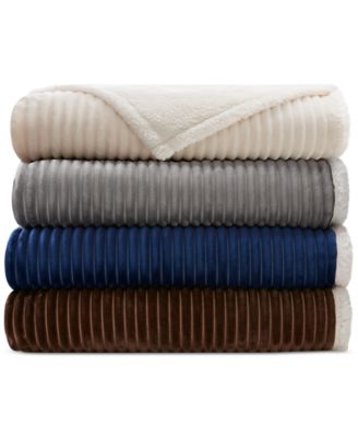 Madison Park - Parker Reversible Plush Corduroy to Berber King Blanket