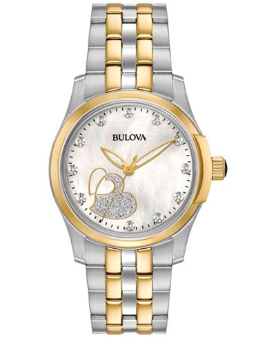 Bulova Women's Diamond Accent Two-Tone Stainless Steel Bracelet Watch 33mm 98P152