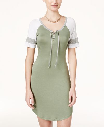 Ultra Flirt Juniors' Lace-Up T-Shirt Dress