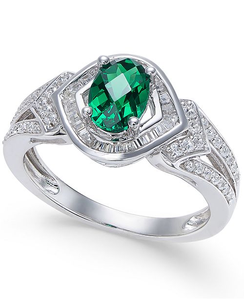 Macy's Emerald (1 ct. t.w.) and Diamond (1/3 ct. t.w.) Ring in 14k Gold