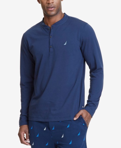 Мужские Nautica Men's Soft, Breathable Long Sleeve Henley Pajama Shirt