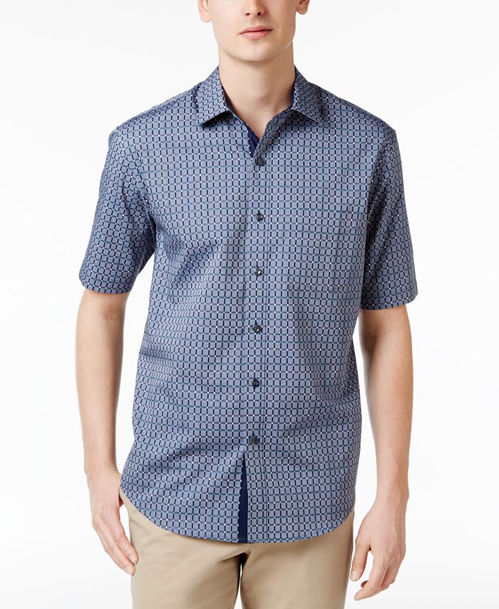Tasso Elba Men's 100% Cotton Grid-Pattern Cotton Shirt, Created for ...