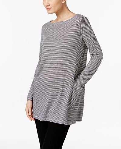 Eileen Fisher Organic Linen Boat-Neck Tunic
