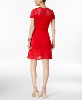 Michael Kors Petite Mesh Fit & Flare Dress