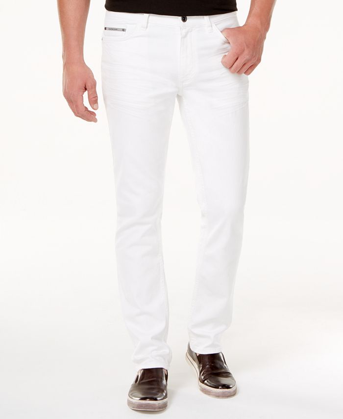Calvin Klein Jeans Men's Slim-Straight Fit Stretch White Jeans - Macy's