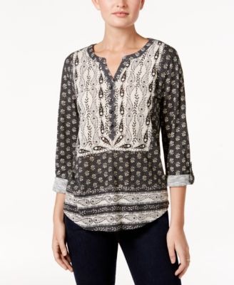 Style & Co. Women's Off-The-Shoulder Peasant Top - Smocked Hem, Relaxed Fit, Short Sleeve Blouse