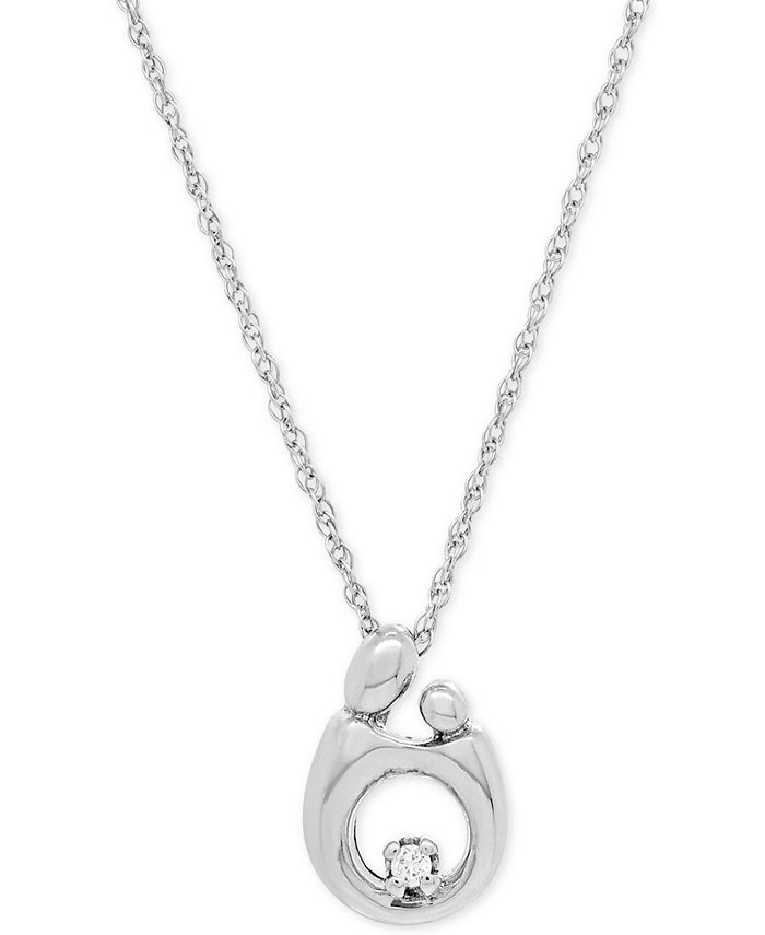 Macy's Diamond Accent Mother and Child Pendant Necklace in Sterling ...