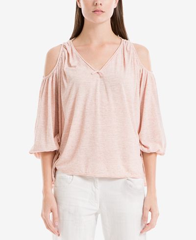 Max Studio London Knit Cold-Shoulder Top