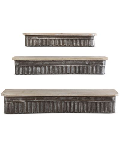 Metal and Wood Shelves, Set of 3